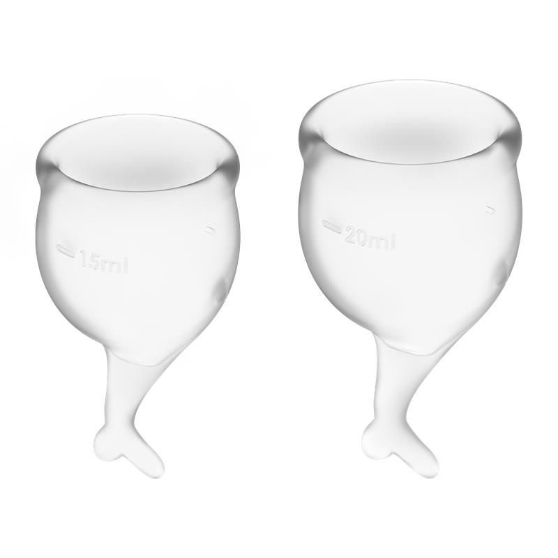 Satisfyer Feel Secure menstruatiecup transparant, set van 2