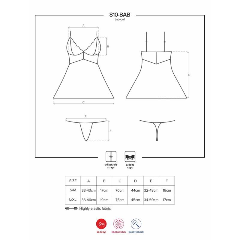 Obsessive babydoll met string en bloemenkant (wit)