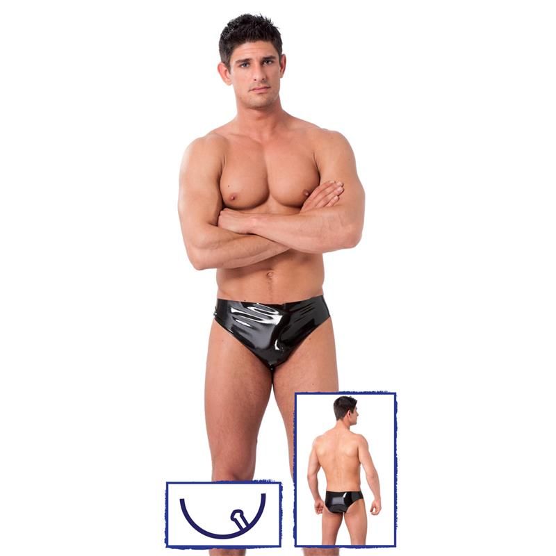 Latex Play latex boxer met plug aan de binnenkant