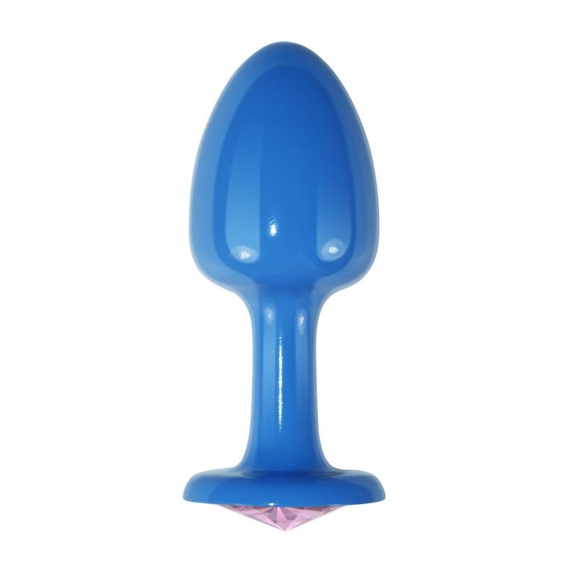 Lovetoy metalen buttplug blauwe roos met roze juweel