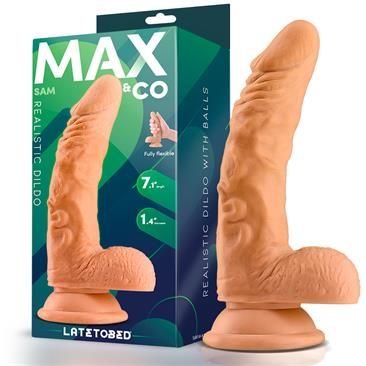 Max & Co Sam realistische dildo met balzak 7,1" huidkleur