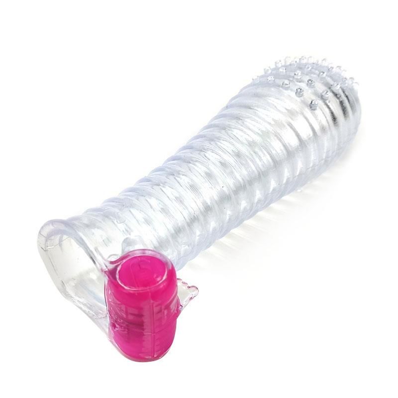 A-Gusto vibrerende penissleeve met ribbels, transparant