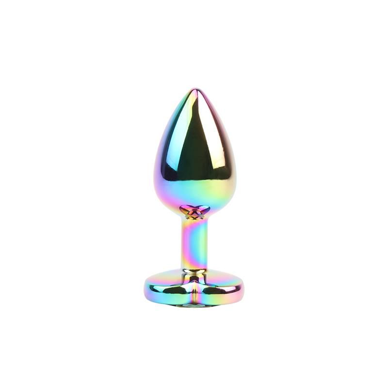 Chisa Rainbow Effect metalen buttplug met hartjuweel