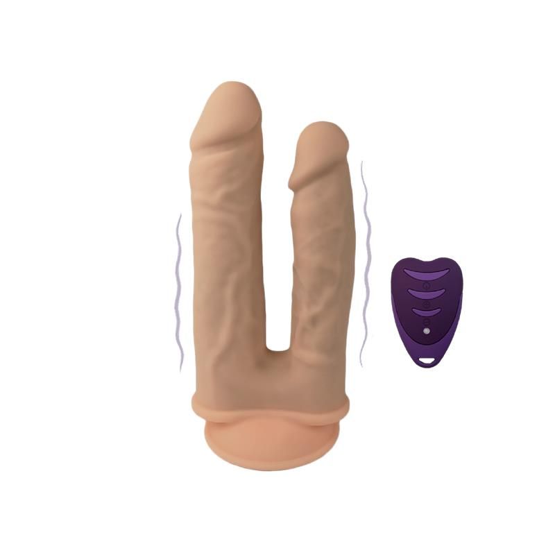SilexD dildo voor dubbele penetratie, 2 motoren, 10 standen met afstandsbediening