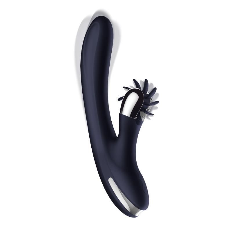 IntoYou Navyspace vibrator met draaiende tongen (blauw)