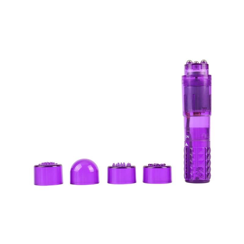 Chisa mini-massager met 3 koppen (paars)