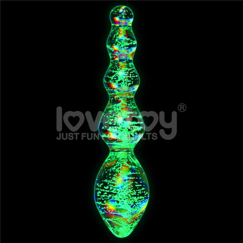 Lovetoy Dark Twilight glow-in-the-dark glazen dildo
