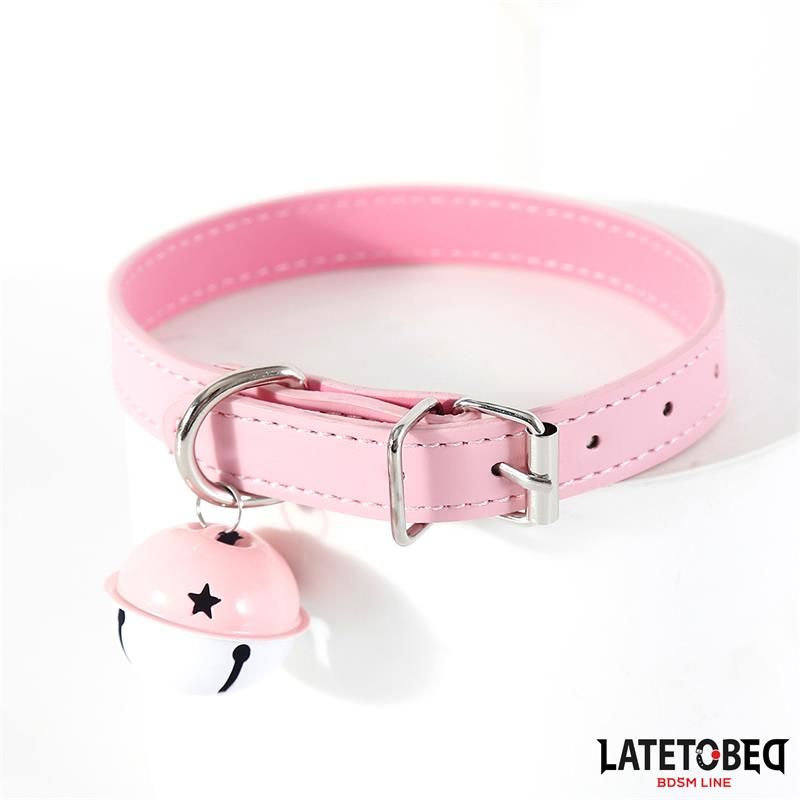 LateToBed verstelbare halsband met belletje (roze)