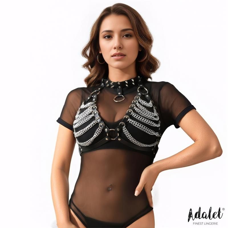 Adalet Lingerie Zaira bh van veganleer met ketting, one size