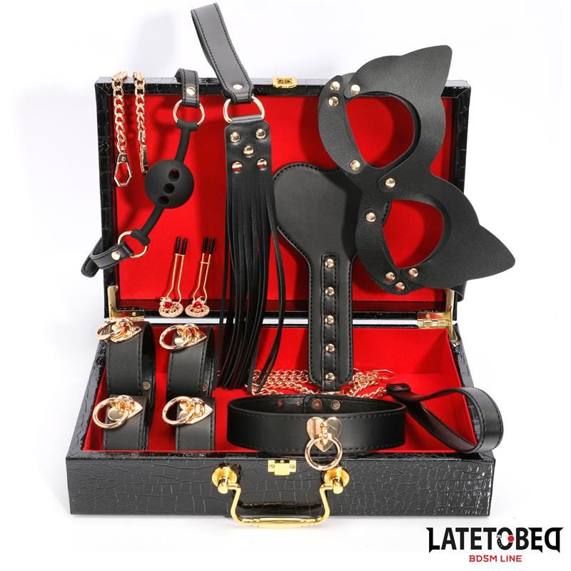 LateToBed 8-delige leren bondageset met opbergkoffer