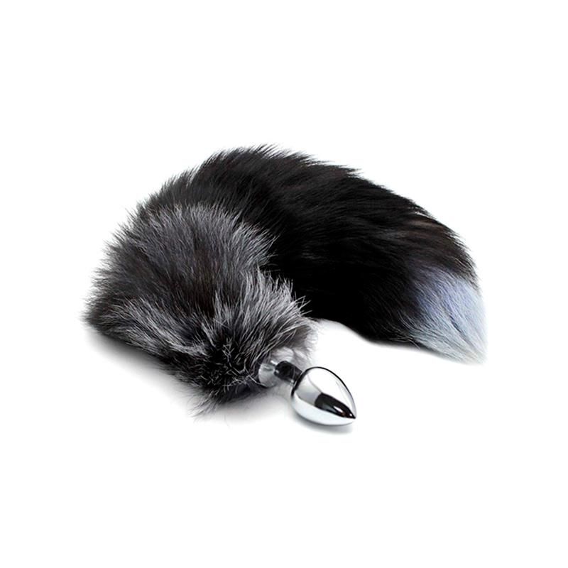 Alive buttplug met zwart-witte vossenstaart M