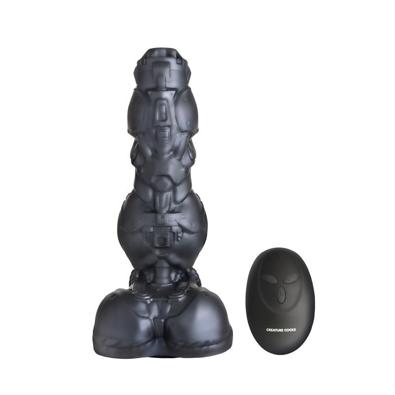 Creature Cocks Cyborg Cock stotende en vibrerende metalen dildo