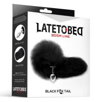 LateToBed metalen buttplug met vossenstaart, velvet touch 40 cm (zwart), afbeelding 4