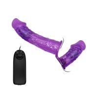 Baile harnas met dubbele dildo (paars), afbeelding 3