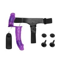 Baile harnas met dubbele dildo (paars), afbeelding 5