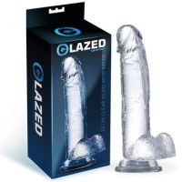 Glazed realistische glazen dildo met balzak 22 cm