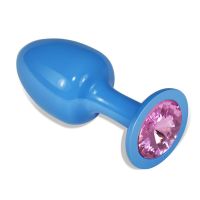 Lovetoy metalen buttplug blauwe roos met roze juweel, afbeelding 3