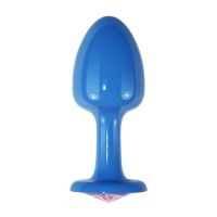 Lovetoy metalen buttplug blauwe roos met roze juweel