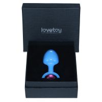 Lovetoy metalen buttplug blauwe roos met roze juweel, afbeelding 2