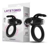LateToBed Fermax vibrerende ring met rabbit (zwart), afbeelding 2