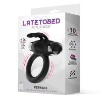 LateToBed Fermax vibrerende ring met rabbit (zwart), afbeelding 4