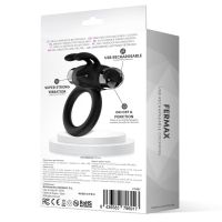 LateToBed Fermax vibrerende ring met rabbit (zwart), afbeelding 5
