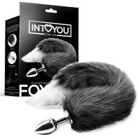 IntoYou buttplug met zwart-witte vossenstaart, afbeelding 4