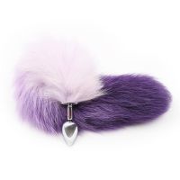 LateToBed buttplug met paars-witte vossenstaart maat S