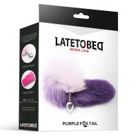 LateToBed buttplug met paars-witte vossenstaart maat S, afbeelding 3