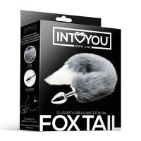 IntoYou buttplug met grijs-witte vossenstaart, afbeelding 3