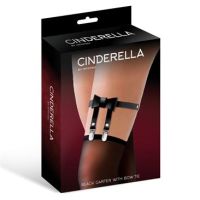 Cinderella kousenband van vegan leer met strik, één maat, afbeelding 2