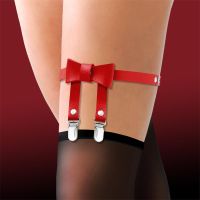 Cinderella beenband met strik van veganleer, one size