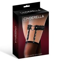Cinderella beenband met hart en ruches, zwart, afbeelding 2