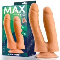 Max & Co Twin realistische dubbele dildo 7,1" huidskleur, afbeelding 2