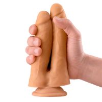 Max & Co Twin realistische dubbele dildo 7,1" huidskleur, afbeelding 3
