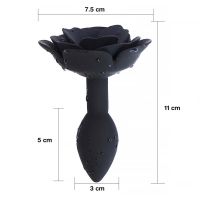 A-Gusto siliconen buttplug met roos (zwart), afbeelding 5