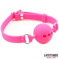 LateToBed ademende siliconen ballgag M - 4,5 cm, afbeelding 2