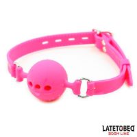 LateToBed ademende siliconen ballgag M - 4,5 cm, afbeelding 3