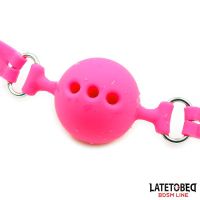 LateToBed ademende siliconen ballgag M - 4,5 cm, afbeelding 4
