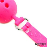LateToBed ademende siliconen ballgag M - 4,5 cm, afbeelding 5