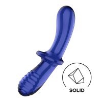 Satisfyer Double Crystal glazen stimulator warm en koud (blauw)