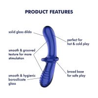 Satisfyer Double Crystal glazen stimulator warm en koud (blauw), afbeelding 6