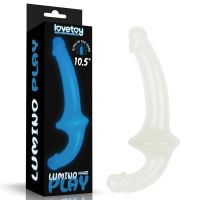 Lovetoy dubbele dildo Lumino Play met blauw licht 10,5", afbeelding 2