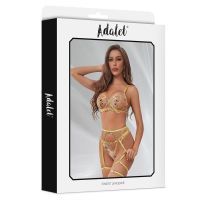 Adalet Lingerie Zoey bh, string en jarretelgordel met gele bloemen, afbeelding 4