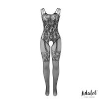 Adalet Lingerie Lana bodystocking met open kruis en bloemmotief