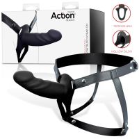 Action strap-on met holle dildo, 4-5 cm dik (zwart), afbeelding 2