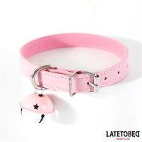 LateToBed verstelbare halsband met belletje (roze)