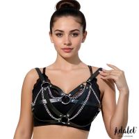Adalet Lingerie Karina harnastop van veganleer met ketting, one size, afbeelding 3