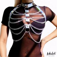 Adalet Lingerie Bianca borstharnas van veganleer met ketting, afbeelding 3