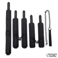 Midnight Desires bondageset met halsband, riem en boeien, afbeelding 2